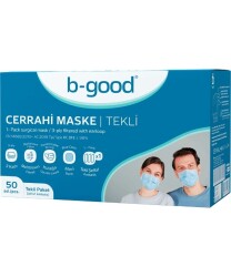 B-Good 3 Katlı Cerrahi Maske Tekli Paketlenmiş 50'li