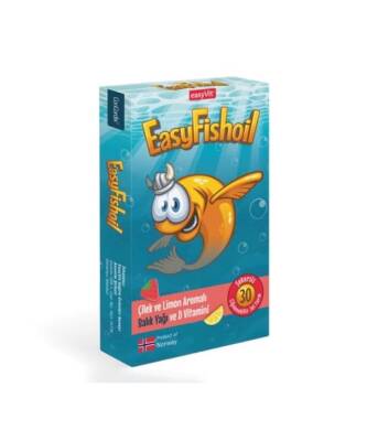 EasyFishoil Çilek ve Limon Aromalı Balık Yağı 30 Çiğnenebilir Jel Form