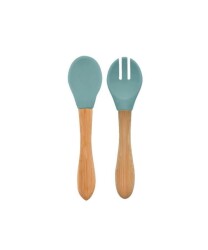 OİOİ Mama Kaşığı + Çatal - Aqua Green