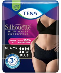 Tena Silhouette Plus Kadınlara Özel Yüksek Bel Emici Külot Siyah Medium 9 lu