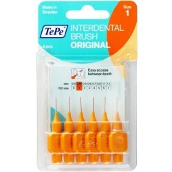 En uygun fiyatlarla Tepe İnterdental Brush Orginal T181 Blister Arayüz Firçasi Turuncu 0,45 Mm 6'li Paket Size 