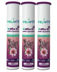 Velavit V-Effer D3 with L-Cysteine 20 Efervesan Tablet x 3 Adet - Velavit
