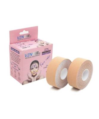 VZN Ten Rengi Yüz Yoga Bandı 2 Adet 2,5cm x 5mt Kinesyo Bandı