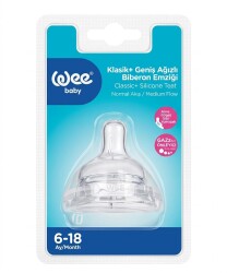 Wee Baby 853 Klasik Plus Geniş Ağızlı No:2 6-18 Ay Normal Akış Biberon Emziği