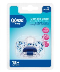 Wee Baby 838 Damaklı Emzik Şeffaf Desenli No: 3 Mavi