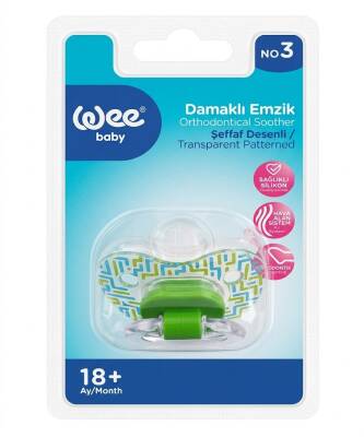 Wee Baby 838 Damaklı Emzik Şeffaf Desenli No: 3 Yeşil