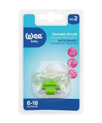 En uygun fiyatlarla Wee Baby 837 Damaklı Emzik Şeffaf Desenli 6-18 Ay - Yeşil